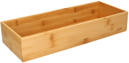Bestekbak/keuken organizer - 1-vaks - Tidy Smart - bamboe - 38 x 15 x 7 cm