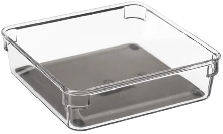 Bestekbak/keuken organizer 1-vaks Tidy Smart grijs transparant kunststof 16 x 16 x 4,5 cm - Bestekbakken