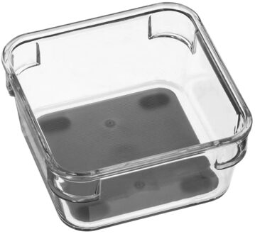 Bestekbak/keuken organizer 1-vaks Tidy Smart grijs transparant kunststof 9 x 9 x 4,5 cm - Bestekbakken