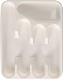 Bestekbak/keuken Organizer - 5-Vaks - Creme - 33,5 x 26,5 x 3,5 cm - Bestekbakken