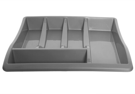 Bestekbak/keuken organizer - 5-vaks - Grijs - 39 x 39 x 6 cm - Bestekbakken