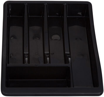 Bestekbak/keuken organizer - 5-vaks - Zwart - 30 x 38 x 6 cm - Bestekbakken