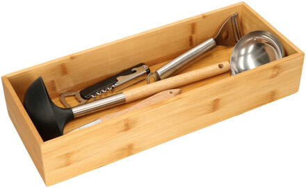 Bestekbak/keuken organizer - Set van 2x stuks - 1-vaks - Tidy Smart - bamboe - 38 x 15 x 7 cm