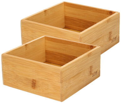 Bestekbak/keuken organizer - Set van 2x stuks - 1 vaks - Tidy Smart serie - bamboe - 15 x 15 x 7 cm