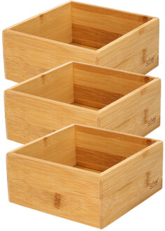 Bestekbak/keuken organizer - Set van 3x stuks - 1 vaks - Tidy Smart serie - bamboe - 15 x 15 x 7 cm