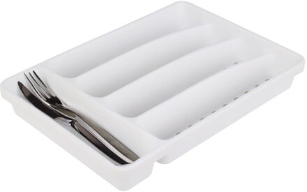 Bestekbak - kunststof - 5-vaks - wit - 33 x 23 x 4 cm