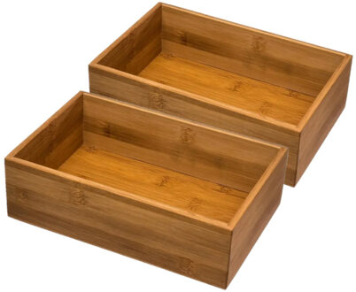 bestekbak organizer - 4x - 1-vaks - bamboe - keuken - 23 x 15 x 7 cm