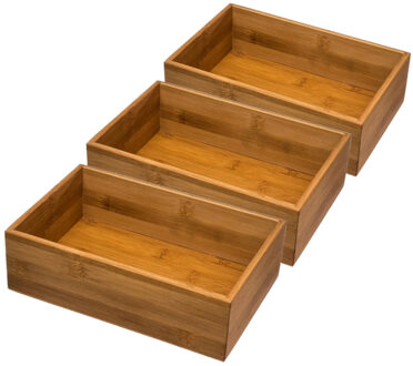 bestekbak organizer - 6x - bamboe - keuken - 23 x 15 x 7 cm