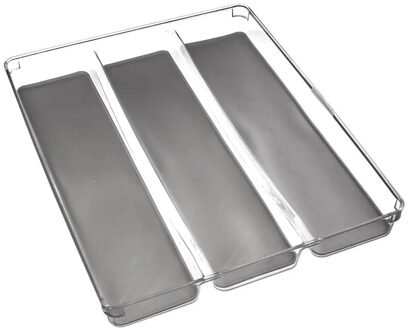 Bestekbak Tidy - 3-vaks - organizer - grijs - kunststof - 40 x 32 cm