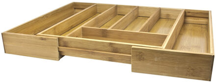 Bestekbak Uitschuifbaar - 35,5x25,3x5cm - hout - bestek opbergen - 7 vakken