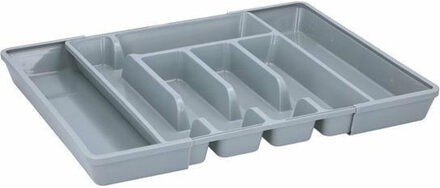 Bestekbak - uitschuifbaar - bestekhouder - grijs - 44 x 36 cm - 5 tot 7 vakken