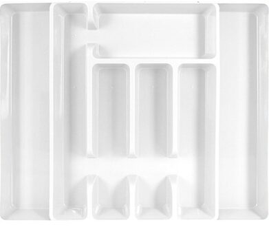 Bestekbak - uitschuifbaar - bestekhouder - wit - 44 x 36 cm - 5 tot 7 vakken