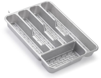 Bestekbak - zilverkleurig - 5-vaks - 24 x 34 x 4 cm - bestekhouder