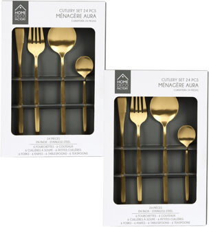 Bestekset 12 personen - 48 delig - goud - RVS - serviesset - bestek