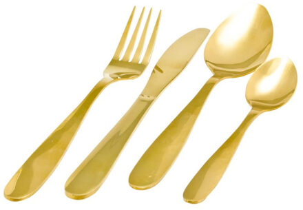 Bestekset 16-delig hoogglans goud voor 4 personen Goudkleurig