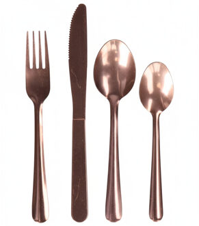Bestekset - 16 delig - koper kleur - metaal - 4 personen