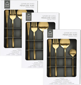 Bestekset 18 personen - 72 delig - goud - RVS - serviesset - bestek