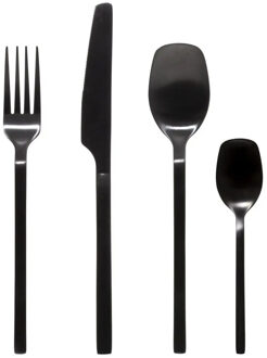 Bestekset - 2x - 24-delig - Modern Wood - RVS - zwart