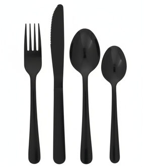 Bestekset - 32 delig - zwart - metaal - mat - 8 personen