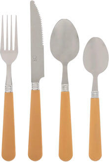 Bestekset Colorama - 48x delig - RVS/kunststof - geel/zilver
