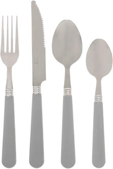 Bestekset Colorama - 48x delig - RVS/kunststof - grijs/zilver