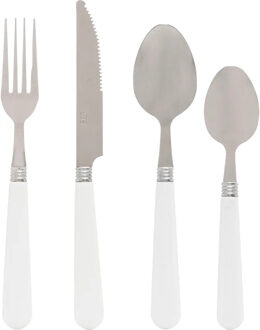 Bestekset Colorama - 48x delig - RVS/kunststof - wit/zilver
