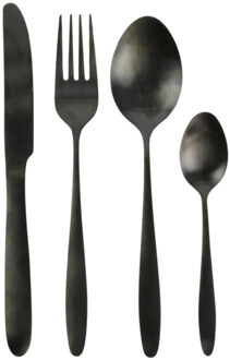Bestekset Tableware Collection - 16 delig - zwart - RVS - 4 personen