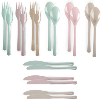 Bestekset van kunststof - 36x - 12 pers - herbruikbaar plastic - 19 cm - BBQ / Verjaardag