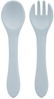 Bestekset voor Baby's - Veilig & Flexibel - Siliconen - Grijsblauw