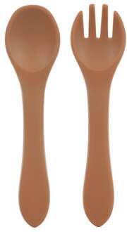 Bestekset voor Baby's - Veilig & Flexibel - Siliconen - Kaneelbruin
