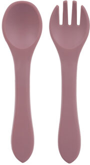 Bestekset voor Baby's - Veilig & Flexibel - Siliconen - Oudroze