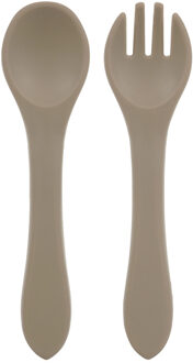 Bestekset voor Baby's - Veilig & Flexibel - Siliconen - Taupe