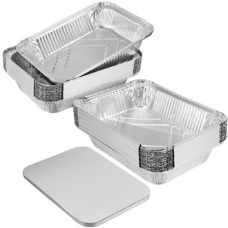 Bestonzon 20 Stuks Wegwerp Bbq Drip Pan Tray Aluminiumfolie Tin Liners Voor Vet Vangen Pannen Vervangende Liner Trays Met deksel zoals getoond