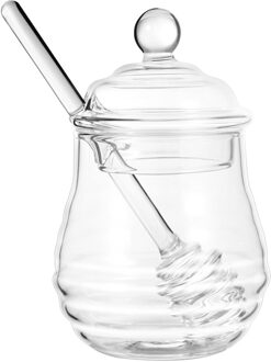 Bestonzon 250Ml Honing Pot Met Dipper En Deksel Transparant Glas Honing Container Honing Pot Voor Thuis Keuken