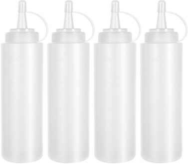Bestonzon 4 Stuks 200Ml 8Oz Squeeze Squirt Kruiderij Flessen Met Op Cap Deksels Dispensers Voor Ketchup Mosterd sauc