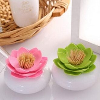 Bestseller Chic Lotus Bloem Katoenen Bud Tandenstoker Houder Tandenstoker Case Wattenstaafje Doos Roze