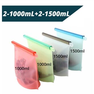 Bestseller Lekvrij Bolsa De Almacenamiento De Alimentos De Silicona Ziplock Siliconen Voedsel Opslag Zakken Voedsel Koelkast Voedsel 2stk 1000 en 1500ml