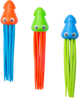 Bestway Duikringen inktvissen - 3x stuks - gekleurd - kunststof - duik spelletjes - zwembad speelgoed Multi pasel