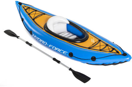 Bestway Hydro Force Cove Champion Kayak - Opblaasbaar - 1-Persoons - met Pomp en Peddel - Blauw Wit