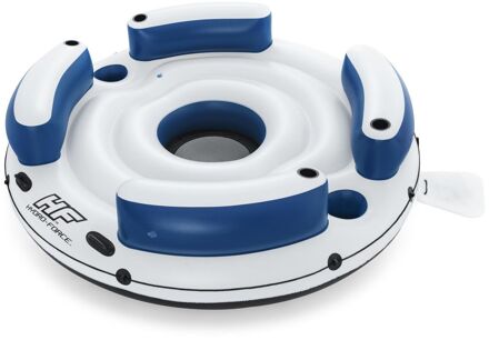 Bestway Opblaasbaar Eiland - Hydro-Force Lazy Dayz - 239 x 239 CM - Rugleuningen, Bekerhouders en Opbergvakken Wit