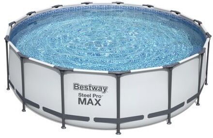 Bestway Steel Pro MAX - Opzetzwembad inclusief filterpomp en accessoires - 457x122 cm - Rond Grijs