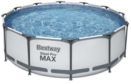 Bestway Steel Pro MAX - Opzetzwembad inclusief filterpomp en zwembadtrap - 366x100 cm - Rond Grijs