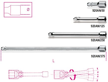 Beta 1/2” verlengstukken, zwenkbaar 920AN/50 - 009200833