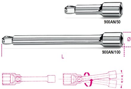 Beta 1/4” verlengstukken, zwenkbaar 900AN/50 - 009000825