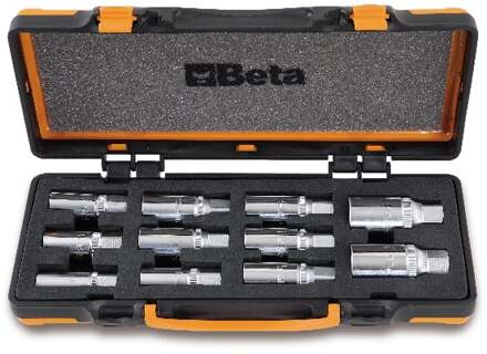 Beta 11-delig set tapeinduithalers met rol en 1/2" insteekvierkant in metalen kist met zacht foam inleg 1433/C11 - 014330311