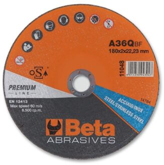 Beta 11049 2,0 Doorslijpschijven voor staal en roestvast staal | dun | met vlak center | 10 stuks - 110490019 110490019