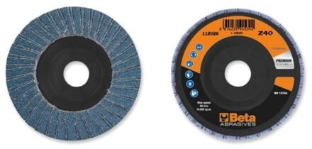 Beta 11202A 40 Lamellen slijpschijf met zirkonium schuurmateriaal | kunststof steunschijf | dubbele lamel constructie | 10 stuks - 112020004 112020004