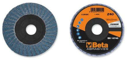 Beta 11204A 60 Lamellen slijpschijf met zirkonium schuurmateriaal | glasfiber steunschijf | enkele lamel constructie | 10 stuks - 112040006 112040006
