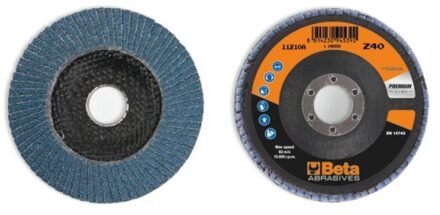 Beta 11210A 60 Lamellen slijpschijf met zirkonium schuurmateriaal | glasfiber steunschijf | enkele lamel constructie | 10 stuks - 112100006 112100006