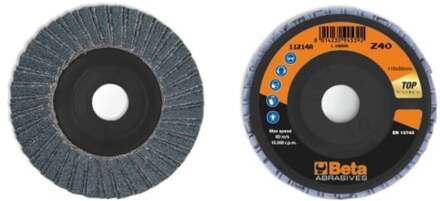Beta 11214A 40 Lamellen slijpschijf met zirkonium schuurmateriaal | kunststof steunschijf | dubbele lamel constructie | 10 stuks - 112140004